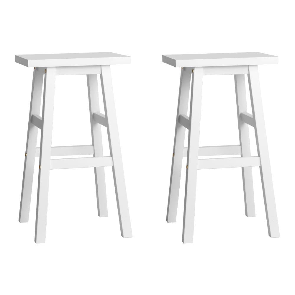 Artiss Bar Stools Kitchen Counter Stools Wooden Chairs White x2