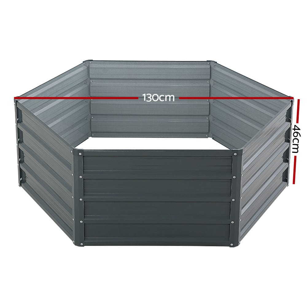 Greenfingers 2x Garden Bed 130x130x46cm Planter Box Raised Container Galvanised