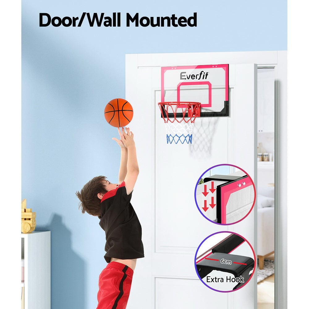 Everfit 23&quot; Mini Basketball Hoop Backboard Door Wall Mounted Sports Kids Red