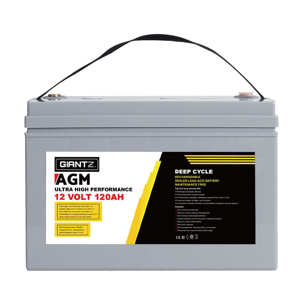 Giantz AGM Deep Cycle Battery 12V 120Ah x2 Box Portable Solar Caravan Camping