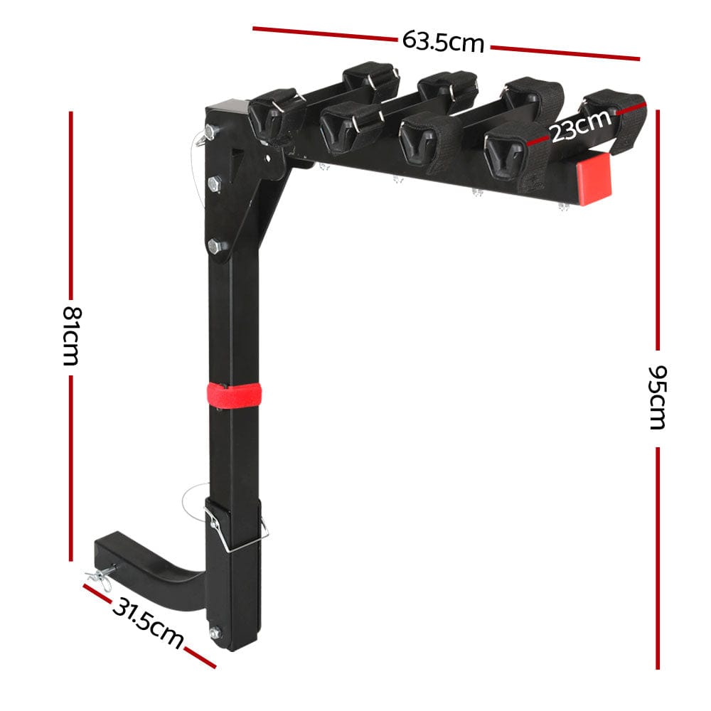 Giantz 4 Bicycle Bike Carrier Rack Car 2&quot; Hitch Mount Foldable Black,Giantz 4 Bicycle Bike Carrier Rack Car 2&quot; Hitch Mount Foldable Black