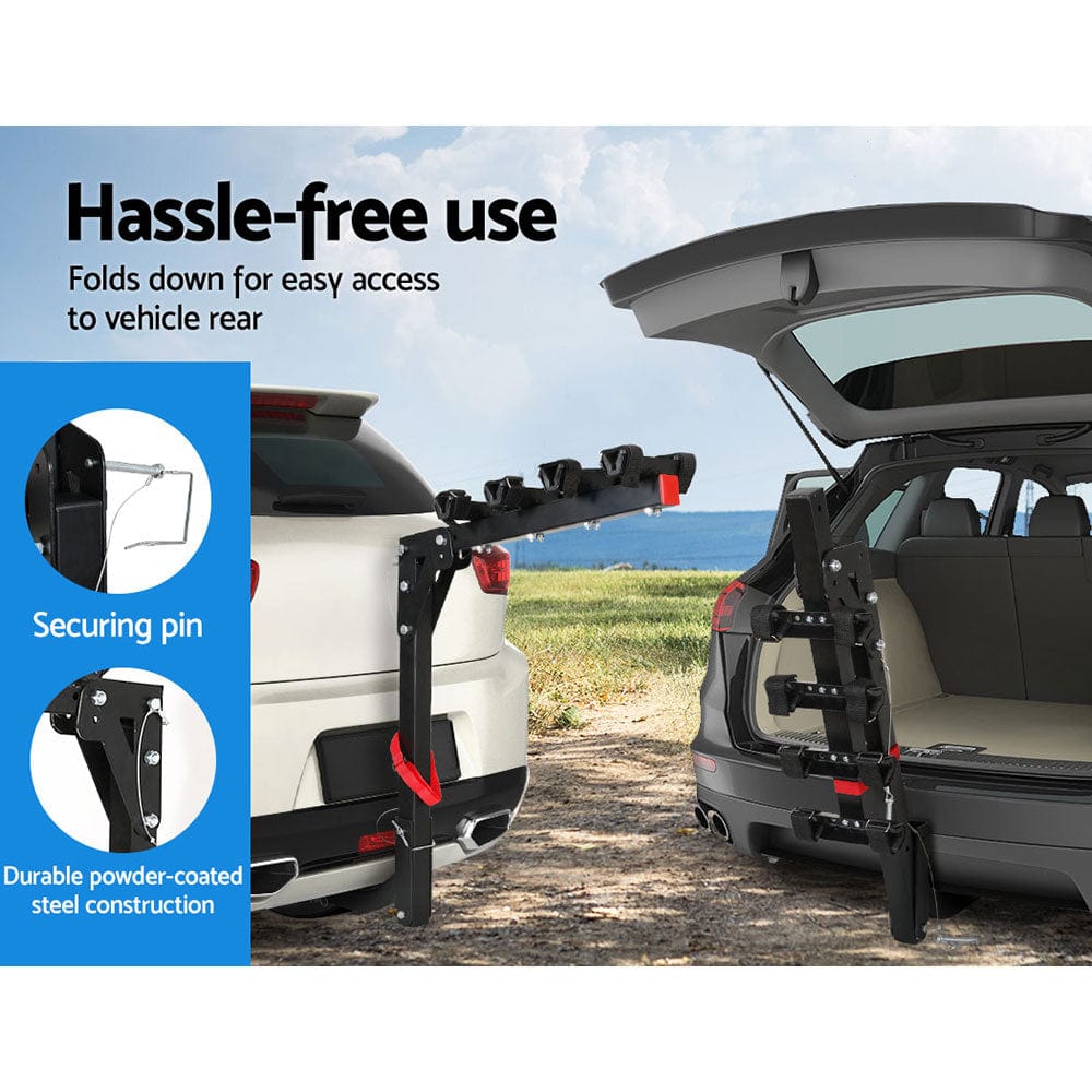 Giantz 4 Bicycle Bike Carrier Rack Car 2&quot; Hitch Mount Foldable Black,Giantz 4 Bicycle Bike Carrier Rack Car 2&quot; Hitch Mount Foldable Black