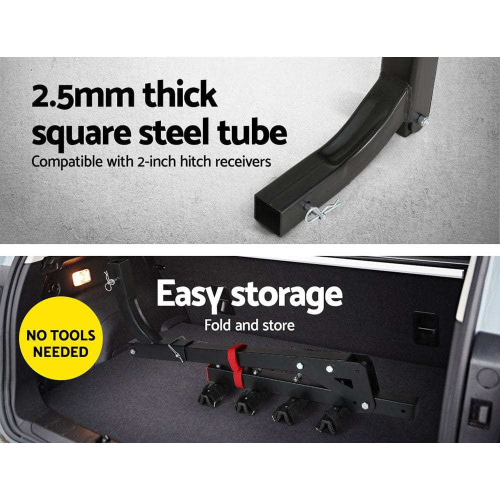 Giantz 4 Bicycle Bike Carrier Rack Car 2&quot; Hitch Mount Foldable Black,Giantz 4 Bicycle Bike Carrier Rack Car 2&quot; Hitch Mount Foldable Black