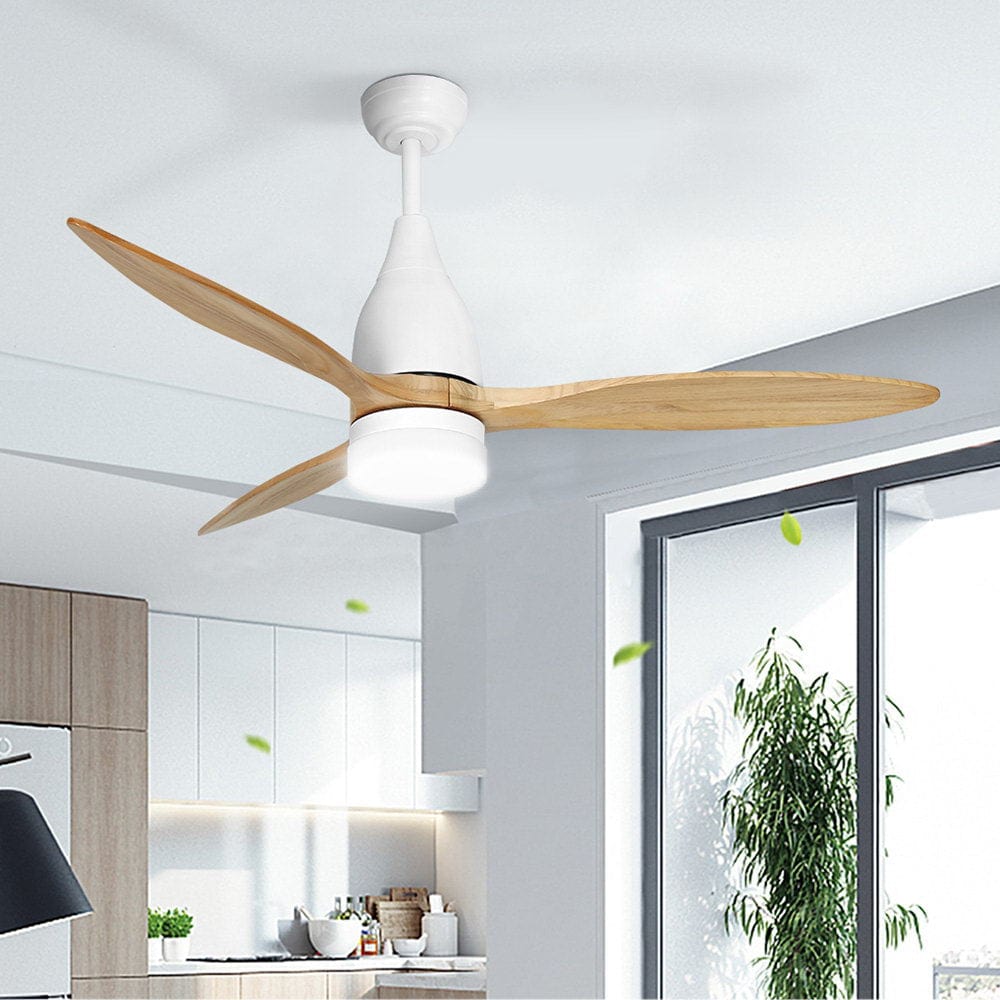 Devanti 52&#39;&#39; Ceiling Fan AC Motor w/Light w/Remote - Light Wood