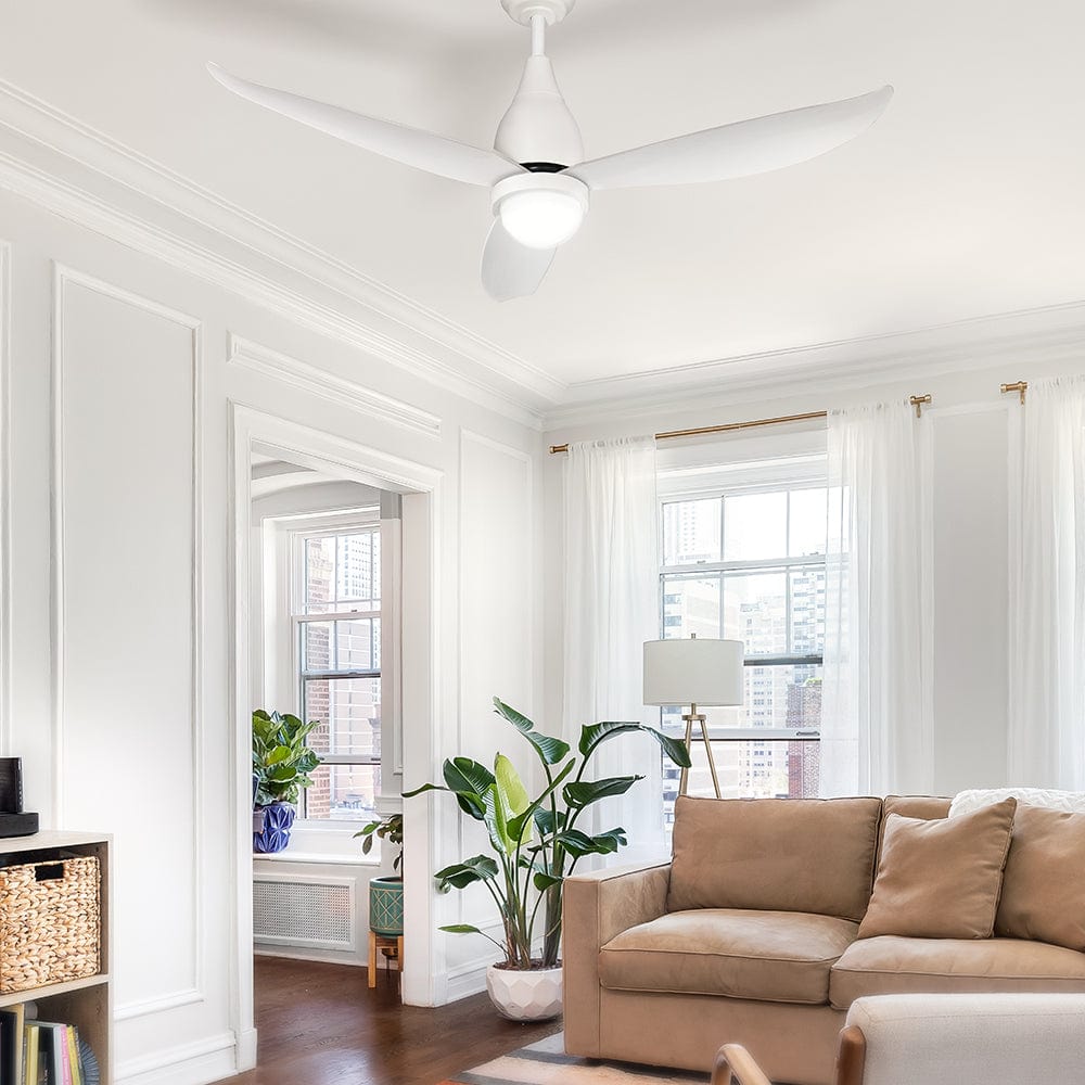 Devanti 52&#39;&#39; Ceiling Fan DC Motor LED Light Remote Control - White