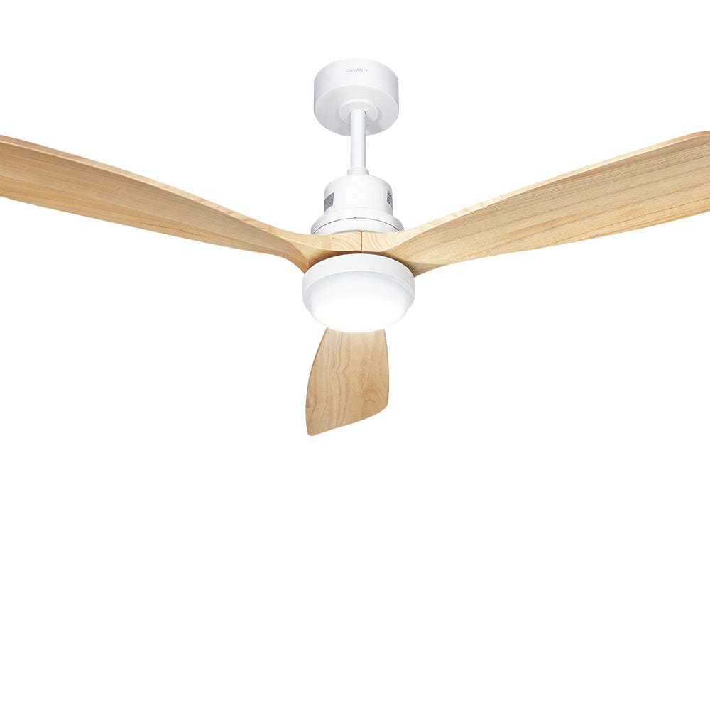 Devanti 52&#39;&#39; Ceiling Fan AC Motor LED Light Remote - Light Wood