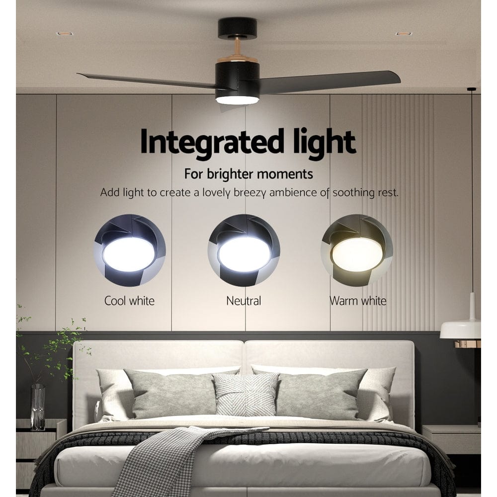 Devanti 52&#39;&#39; Ceiling Fan DC Motor w/Light w/Remote - Black