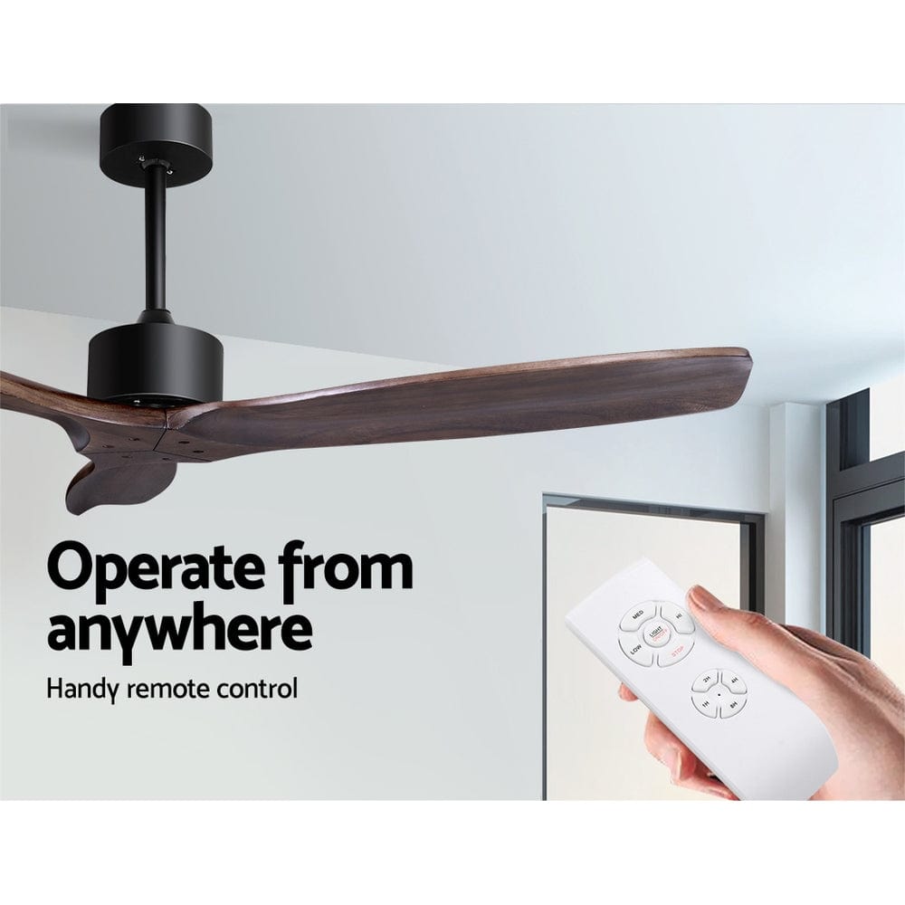 Devanti 52&#39;&#39; Ceiling Fan AC Motor 3 Blades w/Remote - Dark Wood