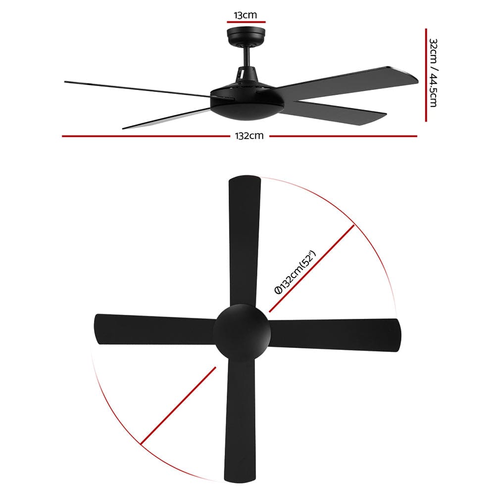 Devanti 52&#39;&#39; Ceiling Fan w/Remote - Black