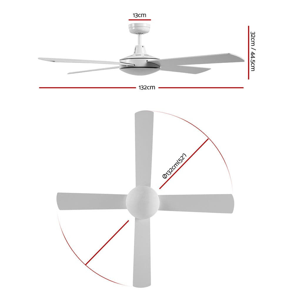 Devanti 52&#39;&#39; Ceiling Fan w/Remote - White