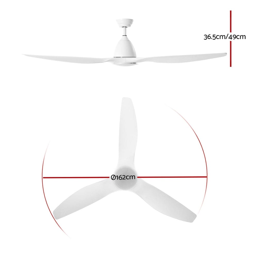 Devanti 64&#39;&#39; Ceiling Fan DC Motor w/Light w/Remote - White