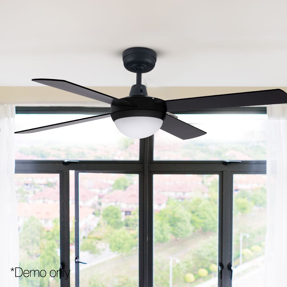 Devanti 52&#39;&#39; Ceiling Fan AC Motor w/Light w/Remote - Black