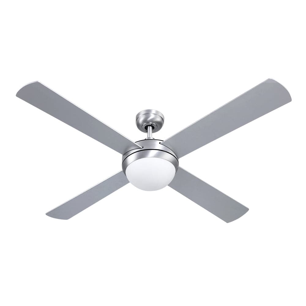 Devanti 52&#39;&#39; Ceiling Fan AC Motor w/Light w/Remote - Silver