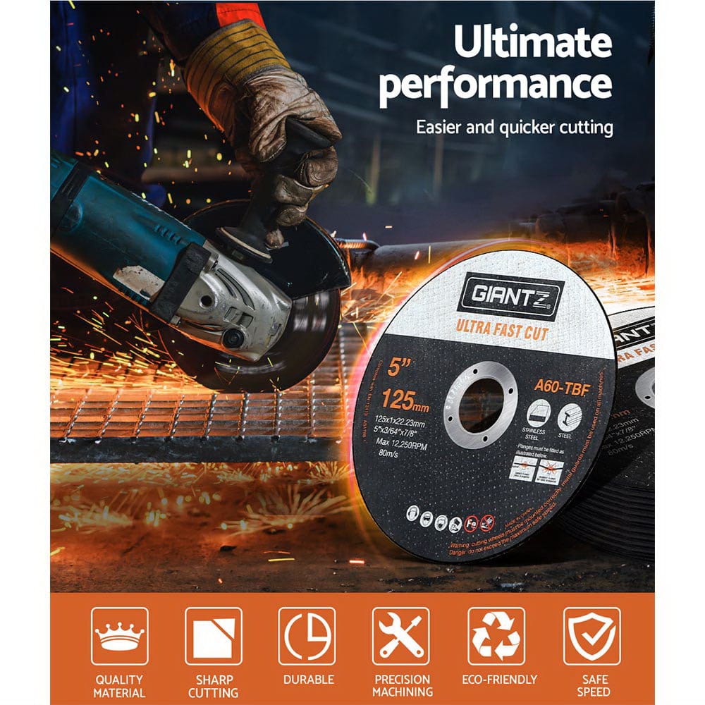 Giantz 50-Piece Cutting Discs 5&quot; 125mm,Giantz 50pcs 5&quot; Cutting Discs 125mm Angle Grinder Thin Cut Off Wheel for Metal