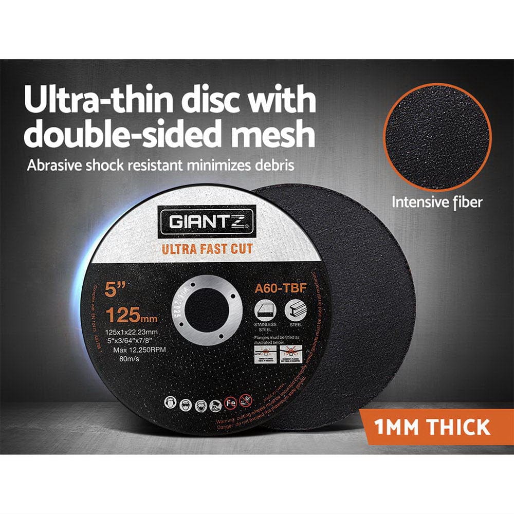 Giantz 50-Piece Cutting Discs 5&quot; 125mm,Giantz 50pcs 5&quot; Cutting Discs 125mm Angle Grinder Thin Cut Off Wheel for Metal