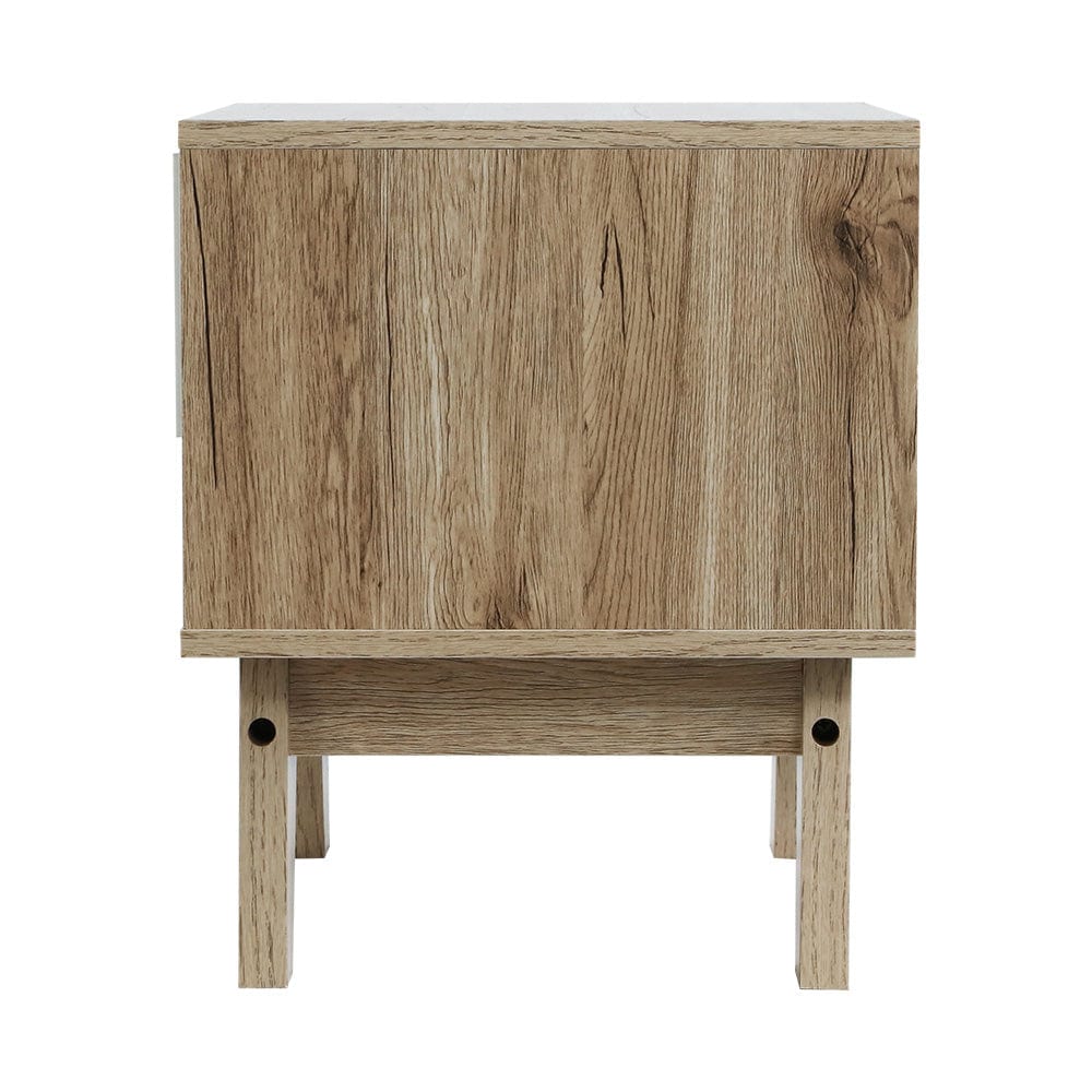 Artiss Bedside Table 1 Drawer with Shelf - IKER White &amp; Oak