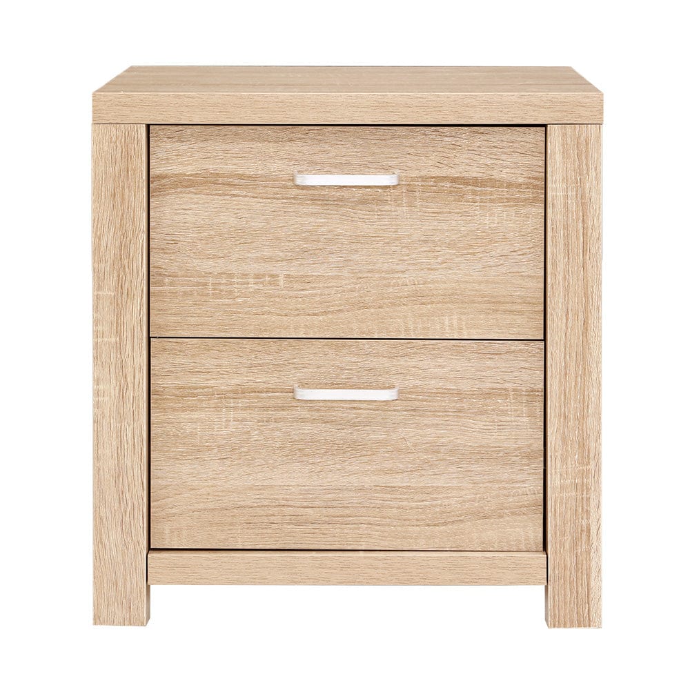 Artiss Bedside Table 2 Drawers - MAXI Pine