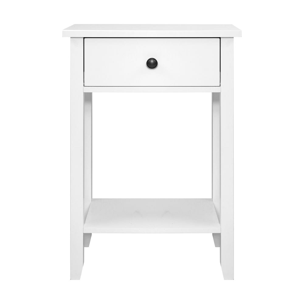 Artiss Bedside Table 1 Drawer with Shelf - BOWIE White