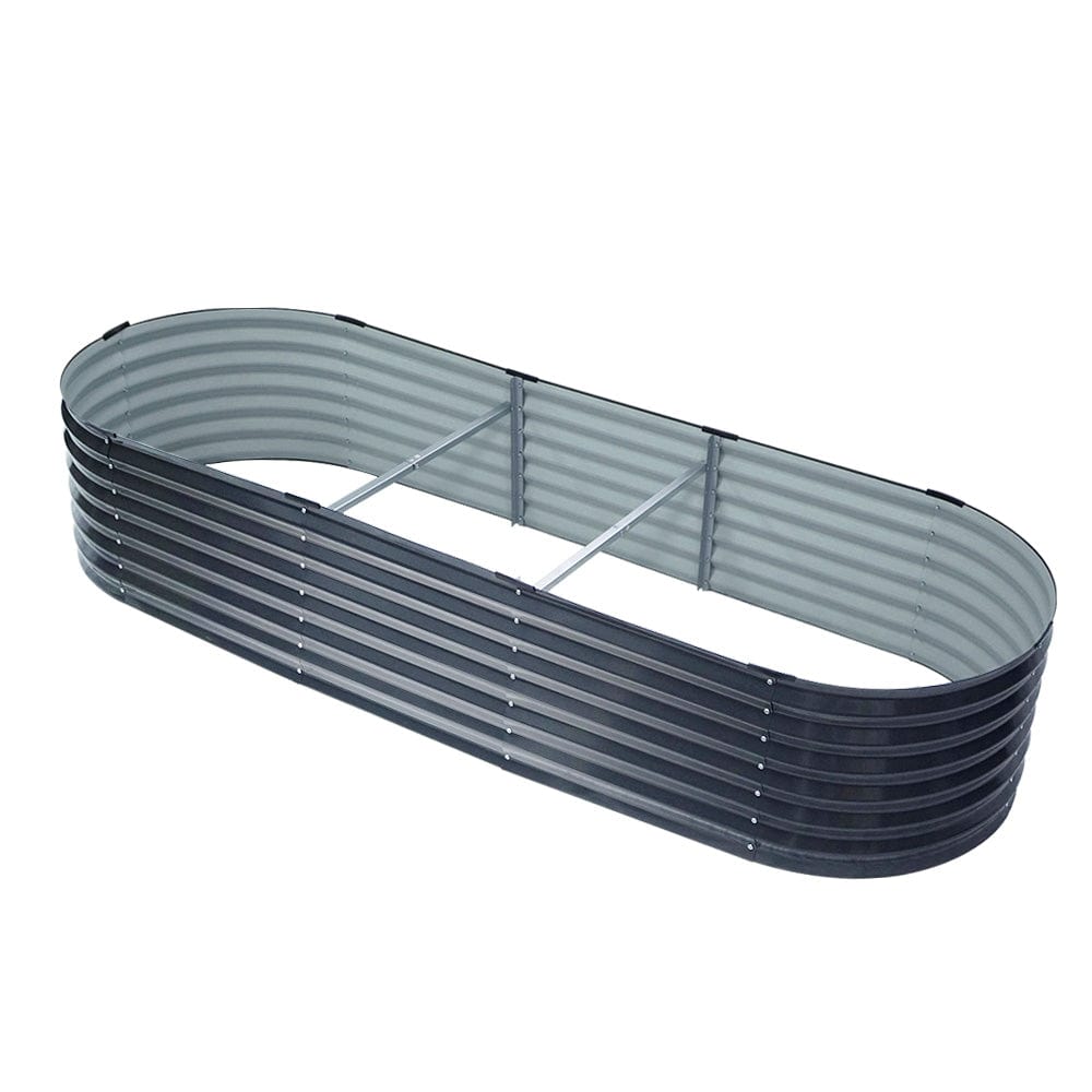 Greenfingers Garden Bed 240X80X42cm Oval Planter Box Raised Container Galvanised