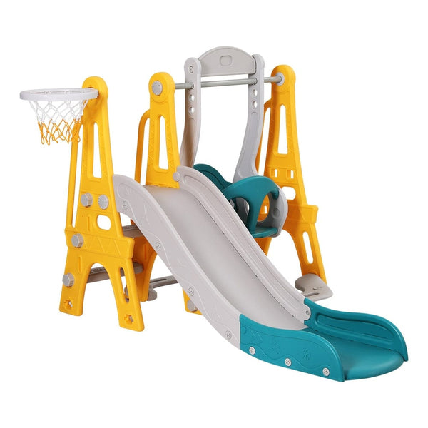 Keezi Kids Slide Swing Set Basketball Outdoor Toys Adjustable Height 1 ...