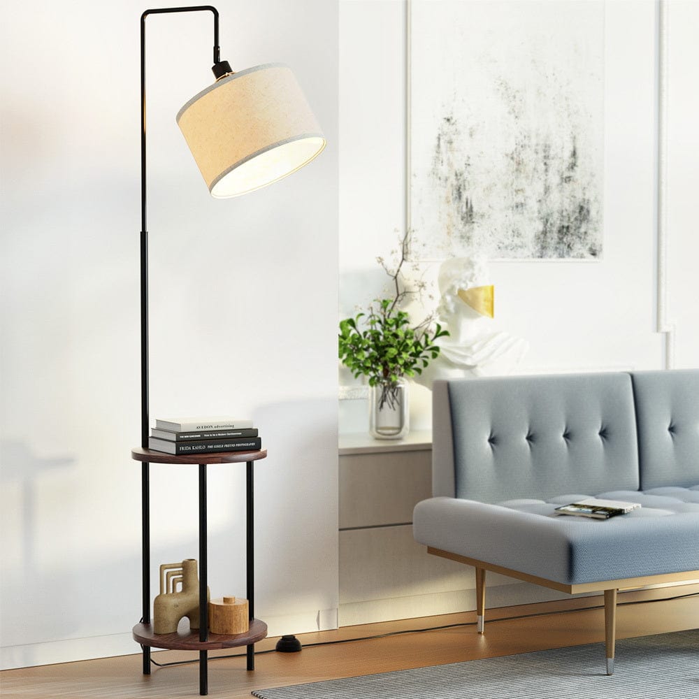 Artiss Floor Lamp 2 Tier Shelf Storage LED Light Stand Home Room Adjustable Head