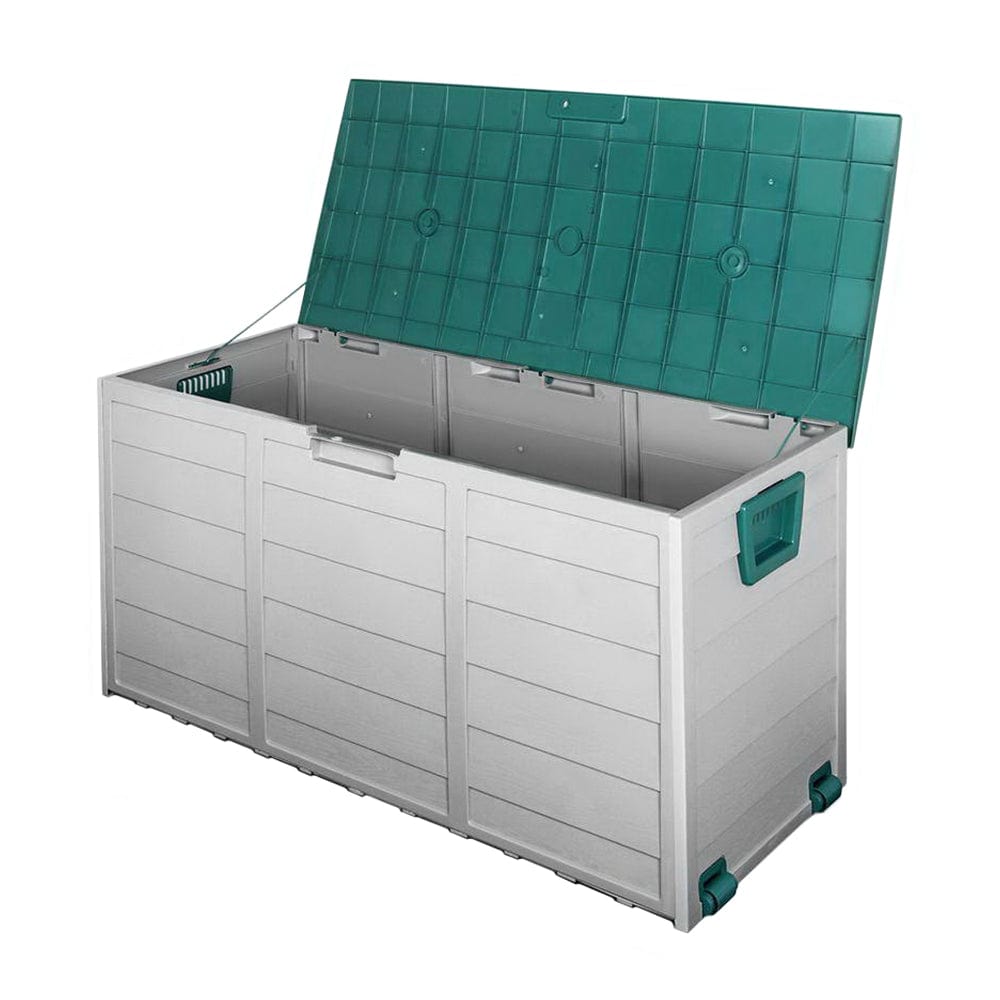 Gardeon Outdoor Storage Box 290L Lockable Organiser Garden Deck Shed Tool Green