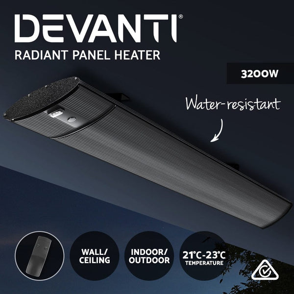 Devanti Electric Radiant Strip Heater Outdoor 3200W - SILLYWILLYS