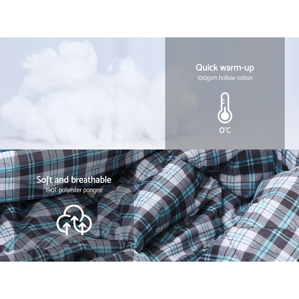 Weisshorn Sleeping Bag Single Thermal Camping Hiking Tent Grey 0&amp;deg;C