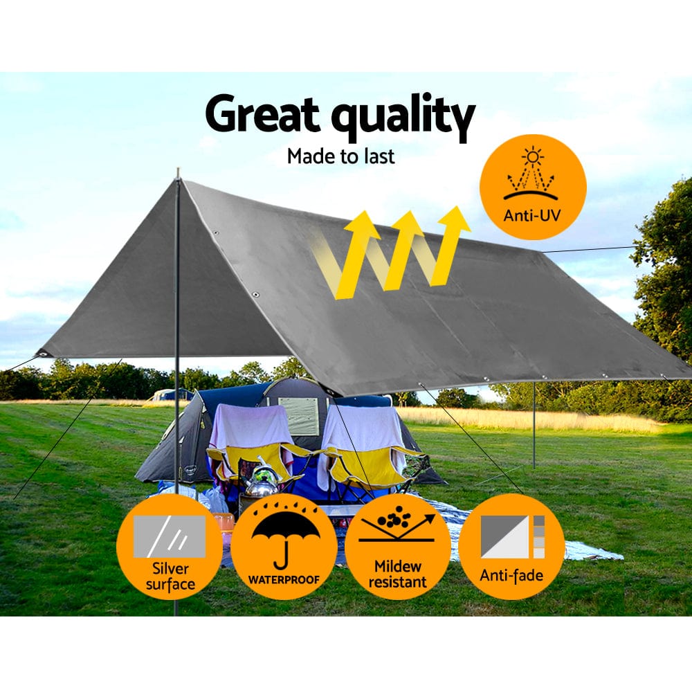 Instahut Tarp Tarpaulin 3.6x6m Canvas Camping Heavy Duty Sun Cover