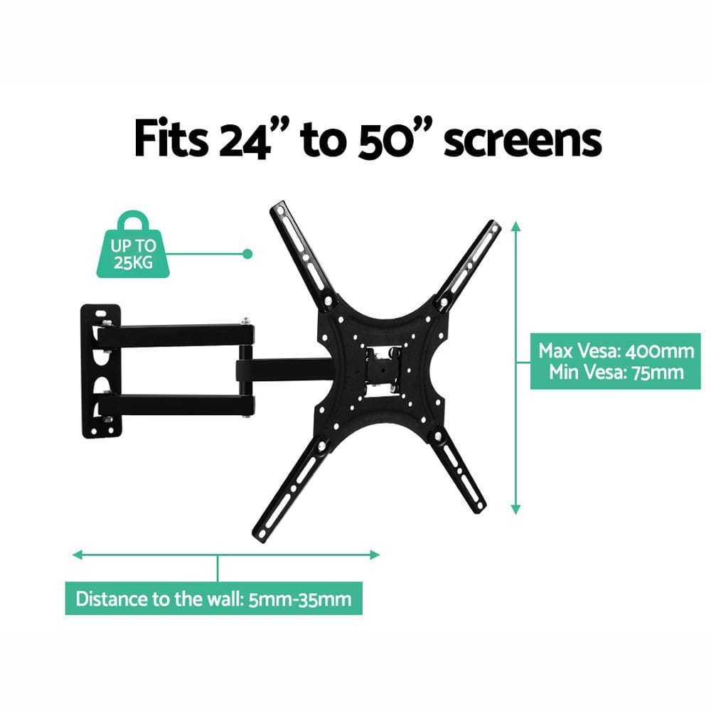 Artiss TV Wall Mount Bracket for 24&quot;-50&quot; LED LCD TVs Full Motion Strong Arms