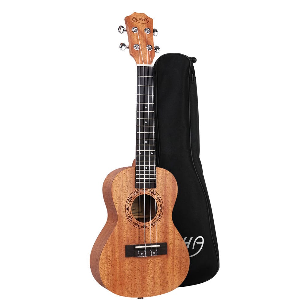 Alpha 23&quot; Ukulele Natural Mahogany Concert Beginner Gift w/ Carry Bag