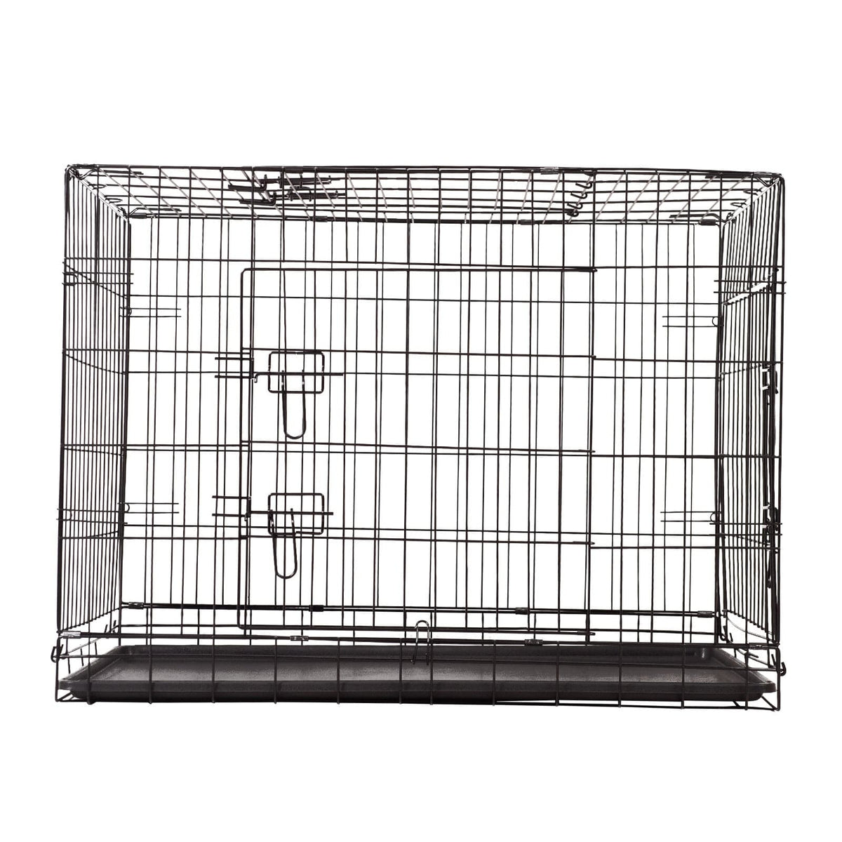 4Paws Dog Cage Pet Crate Cat Puppy Metal Cage ABS Tray Foldable Portable Black - 30&quot; - Black