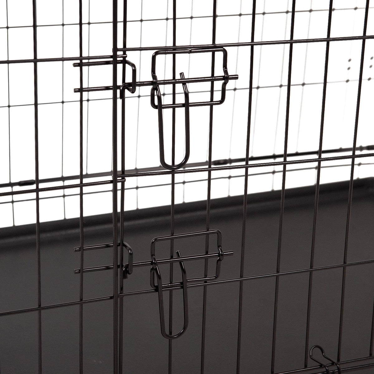 4Paws Dog Cage Pet Crate Cat Puppy Metal Cage ABS Tray Foldable Portable Black - 36&quot; - Black