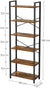 6-Tier Storage Rack with Industrial Style Steel Frame Rustic Brown and Black, 186 cm High