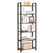 6-Tier Storage Rack with Industrial Style Steel Frame Rustic Brown and Black, 186 cm High