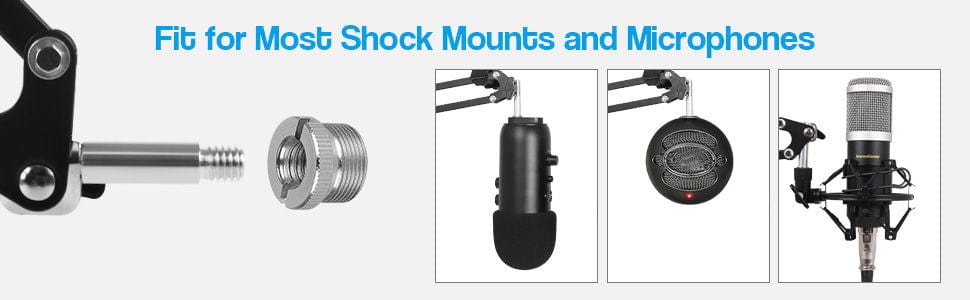 Microphone Radio Broadcasting Stand with 3/8&quot;to 5/8&quot; Screw Adapter and Windscreen Pop Filter