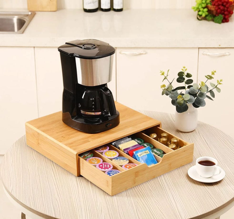 Bamboo K-Cup Coffee Pod Holder Storage Organizer for Kitchen, Jewelry and Cosmetic