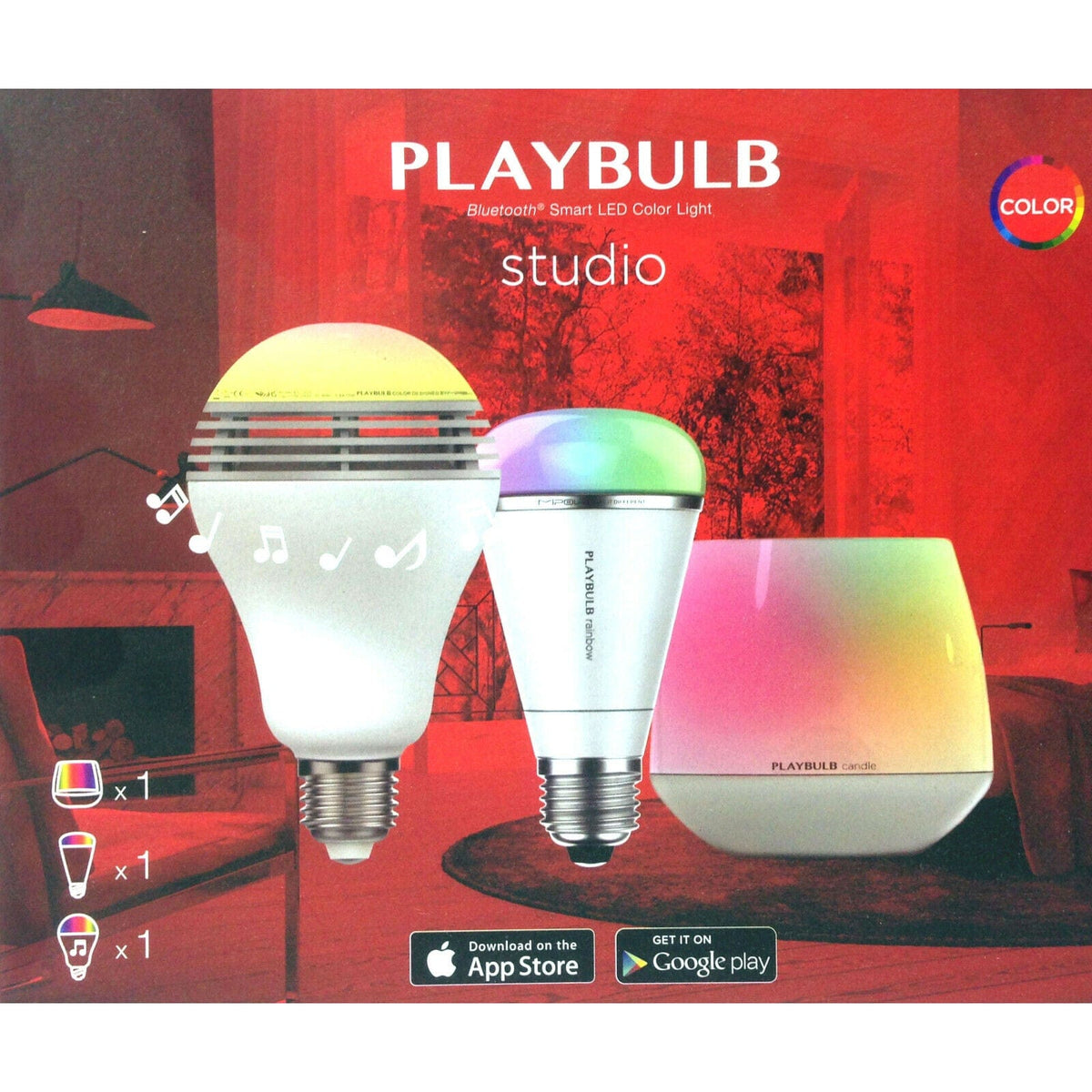 MiPow Playbulb STUDIO Gift Set Novelty LED Light Bulb &amp; Candle Bluetooth Audio