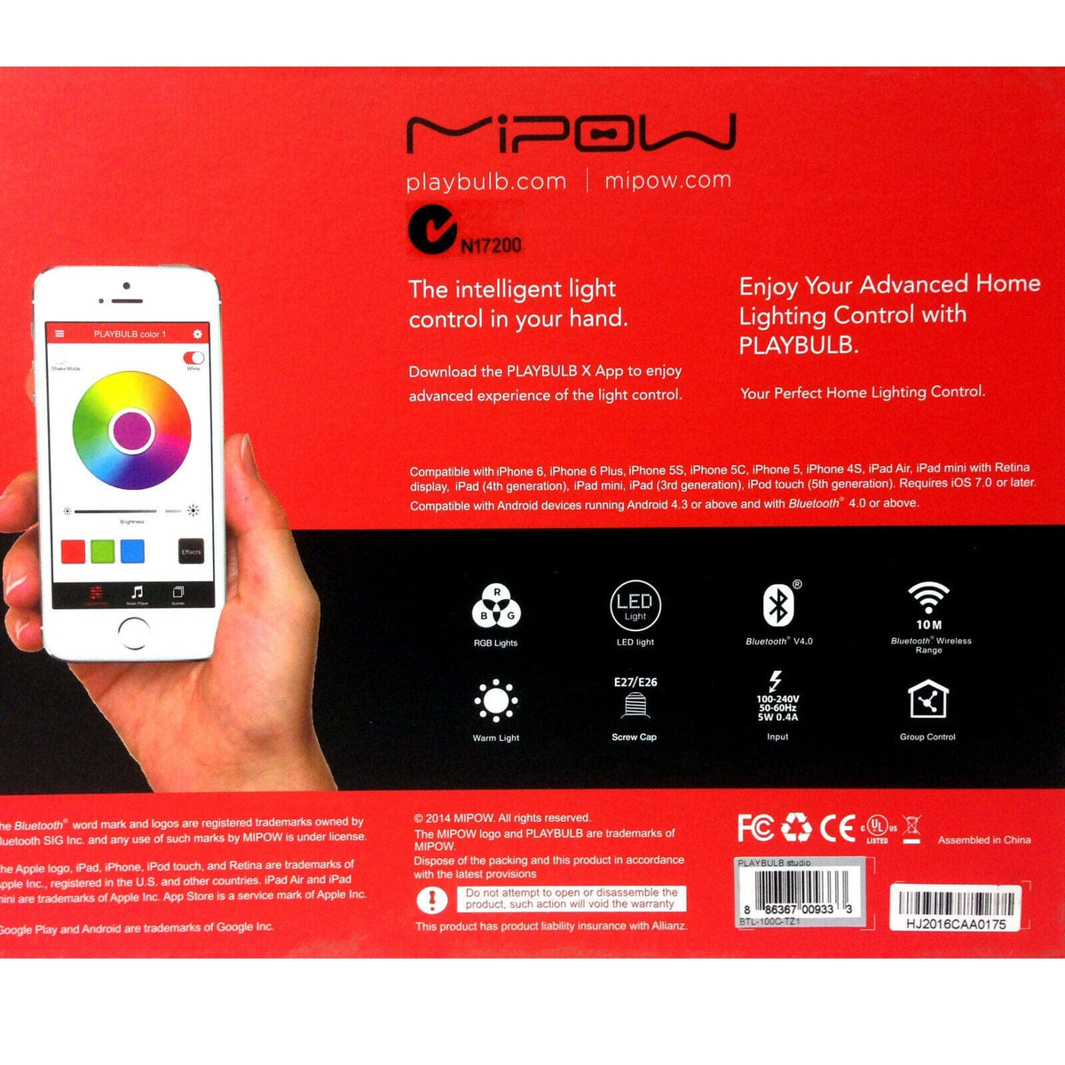 MiPow Playbulb STUDIO Gift Set Novelty LED Light Bulb &amp; Candle Bluetooth Audio