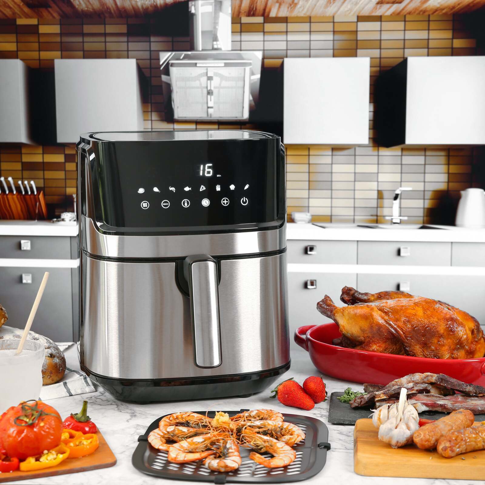 7L Digital Stainless Steel Air Fryer Kitchen Appliance