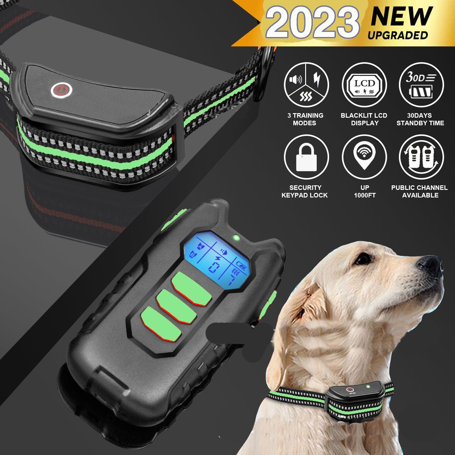 Electric Pet Dog Training Anti Bark Collar Sound Vibrate Auto Rechargeable NEW