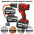 Cordless Drill w/2 Battery Heavy Duty Impact Driver Kit Brushless Hammer Set 88V