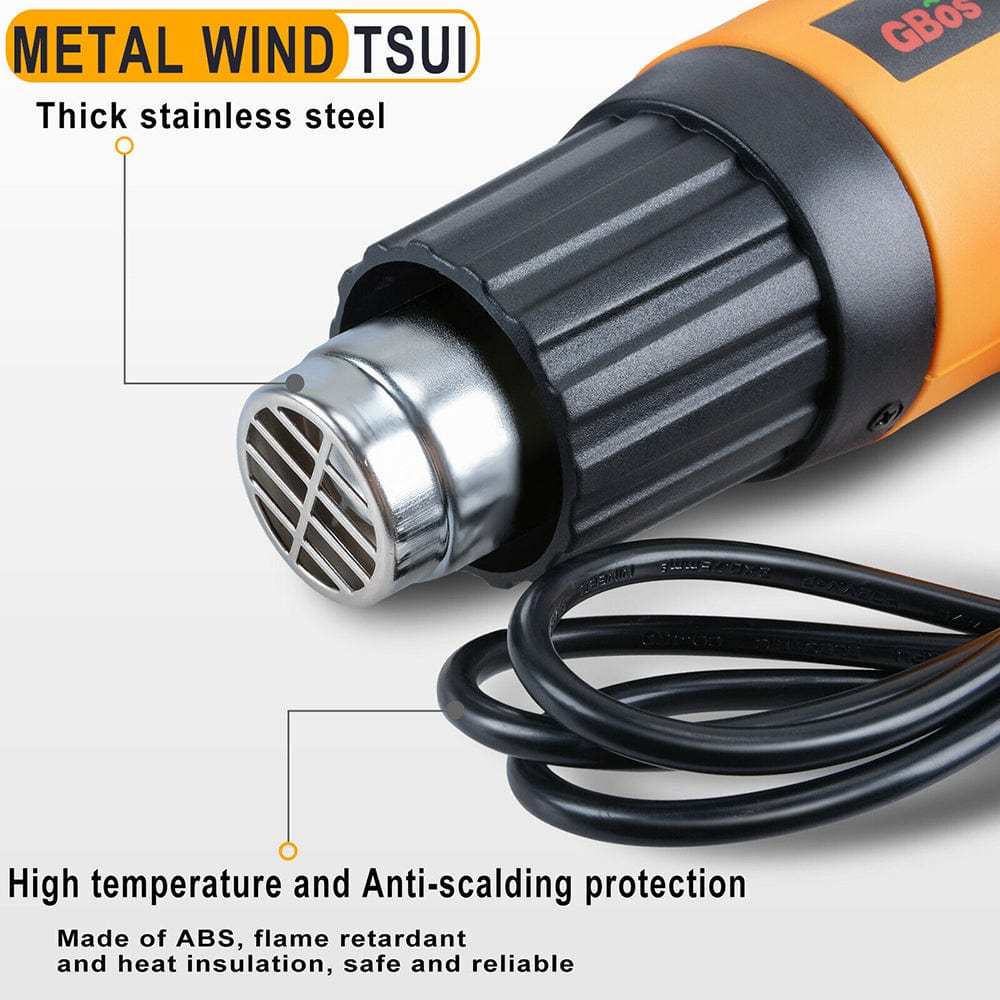 2000W Electric Heat Gun Hot Air Adjustable Temperature w/5 Nozzles Heating Tool