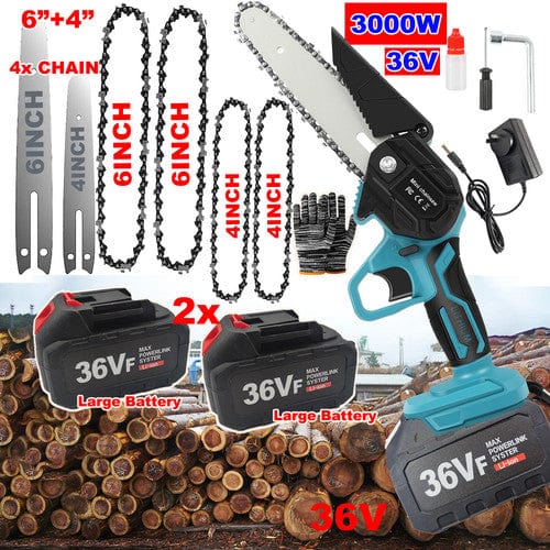 4&quot;+6&quot; Chainsaw Cordless Rechargeable Wood Cutter Saw Chain Saws Electric tools