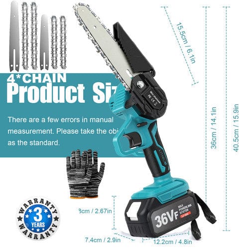 4&quot;+6&quot; Chainsaw Cordless Rechargeable Wood Cutter Saw Chain Saws Electric tools