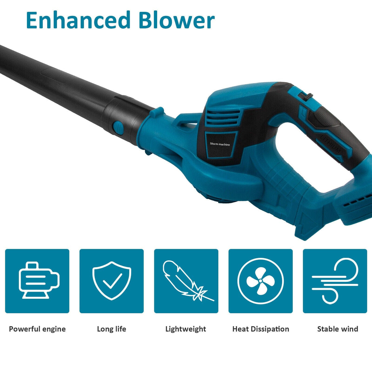 Cordless Garden Leaf Dust Blower Handheld For Makita With 2Battery &amp; Charger 36V
