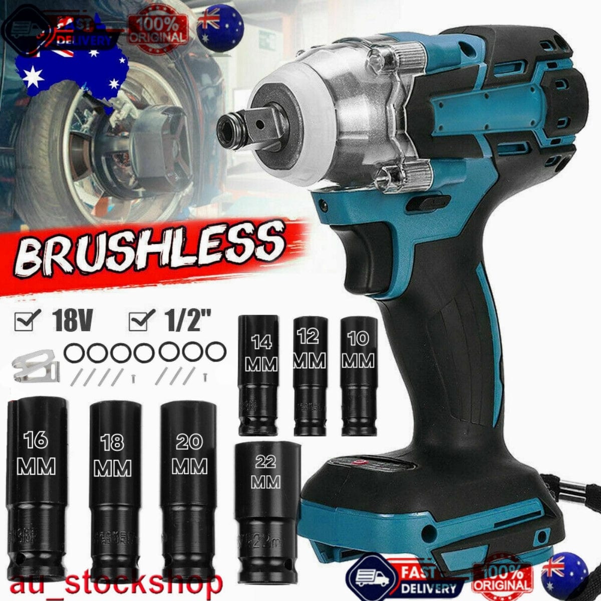 1/2&quot; Cordless Impact Wrench Driver Brushless Rattle Gun For Makita 18V Battery