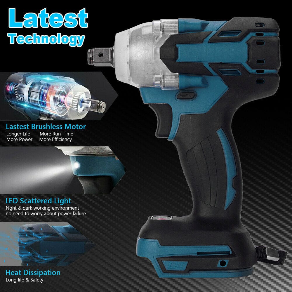 1/2&quot; Cordless Impact Wrench Driver Brushless Rattle Gun For Makita 18V Battery