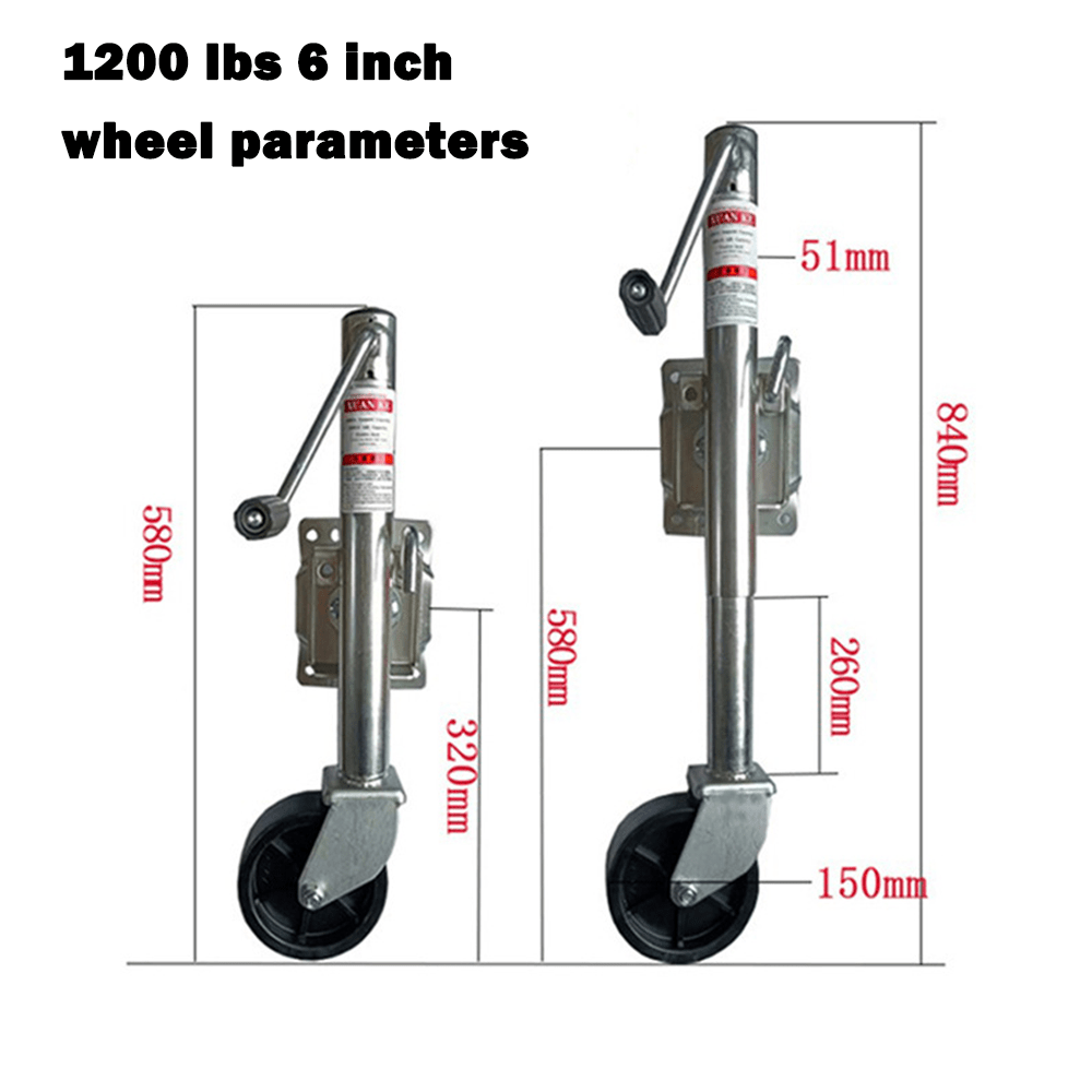 6" Inch Trailer Jockey Wheel Swivel Swing Up 500kg 1000LBS U bolts Caravan Boat