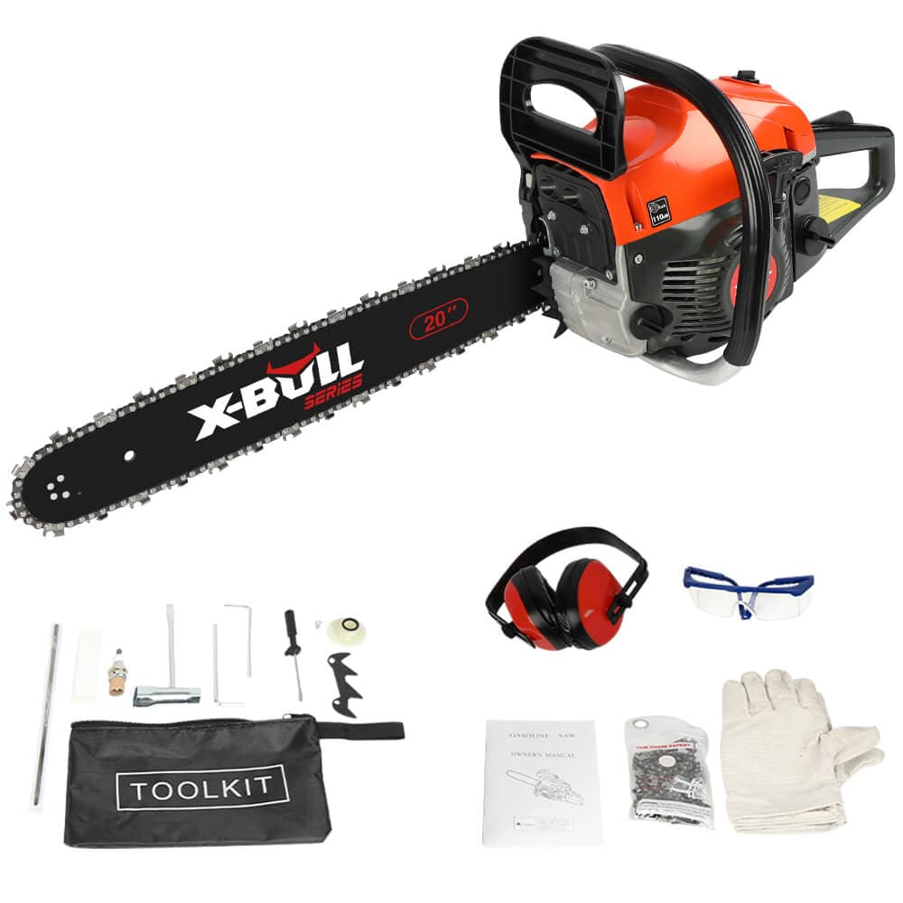 X-BULL Chainsaw Petrol Commercial 62cc 20&quot; Bar E-Start Tree Pruning Top Handle